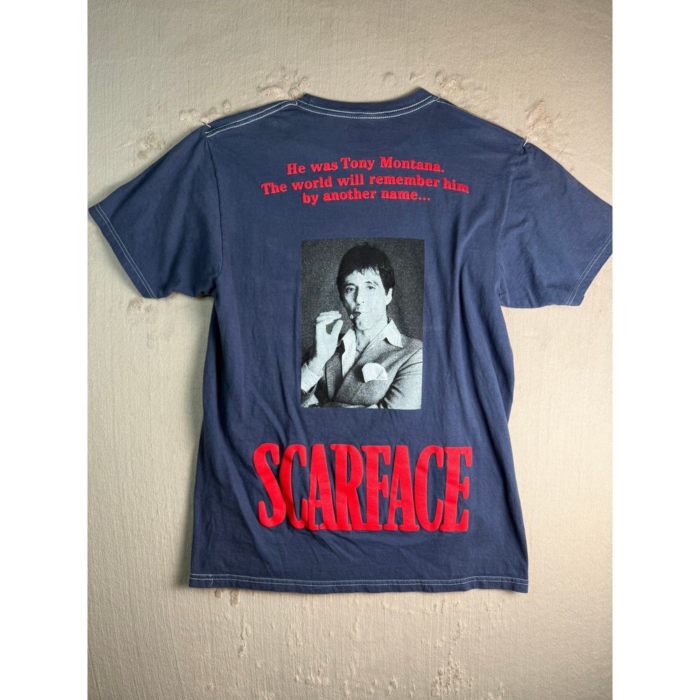 Scarface Tony Montana Graphic T-Shirt Blue Ripple Junction Mens Medium Al Pacino